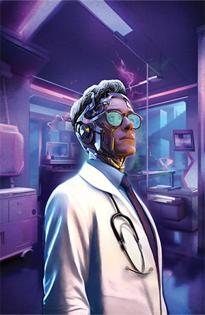 Illustration of an AI physician robot